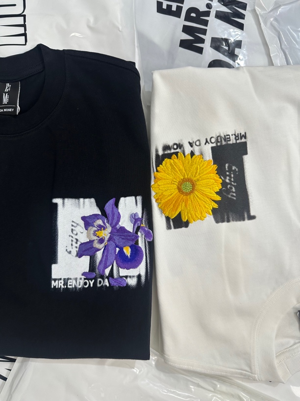 ME斑驳花朵兰菊立体］好好看的刺绣！再搜159+美式宽松短袖