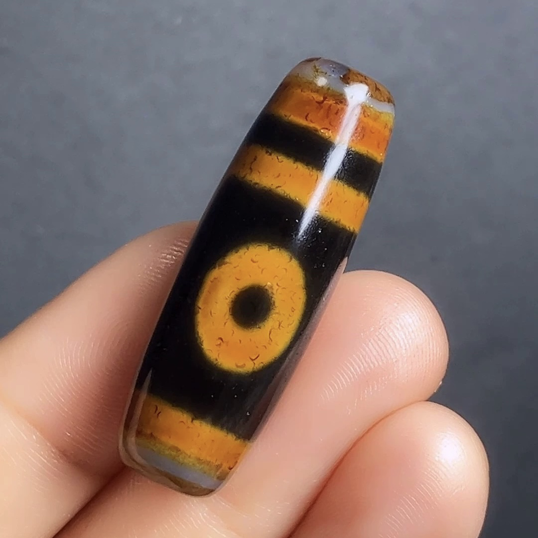 行运古法金沁二眼天珠天然玛瑙真品项链手串35.2x12.1