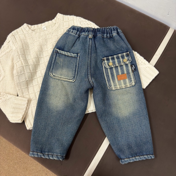 冬季宝宝牛仔裤男女童牛仔加绒保暖裤