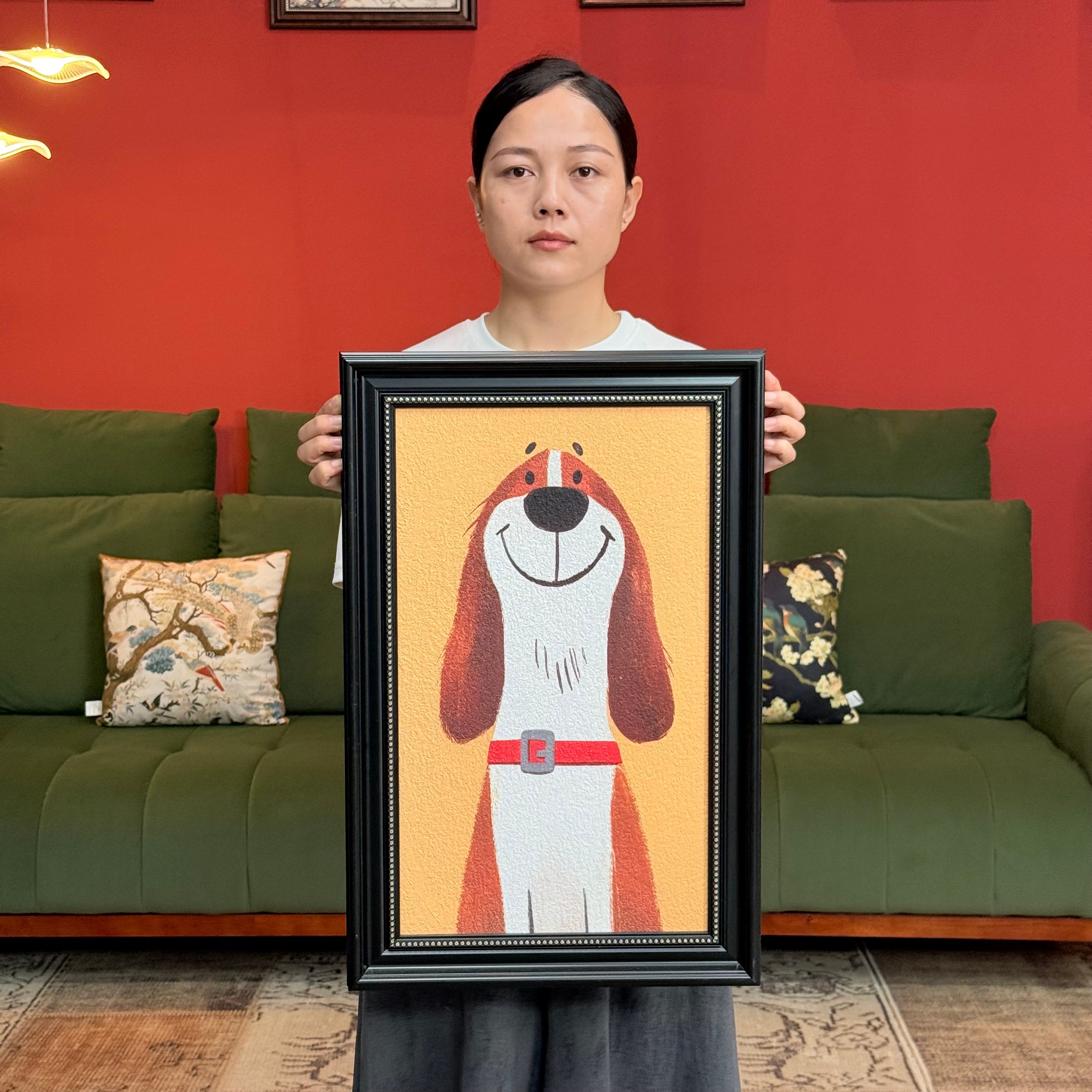 砂岩卡通现代狗狗摆件桌面摆台C030儿童房4060