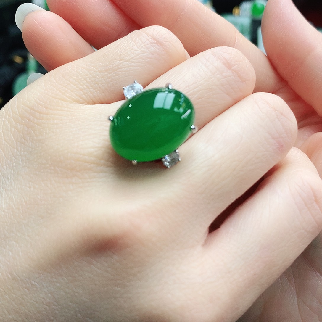 玛瑙/玉髓戒指银S925镶嵌