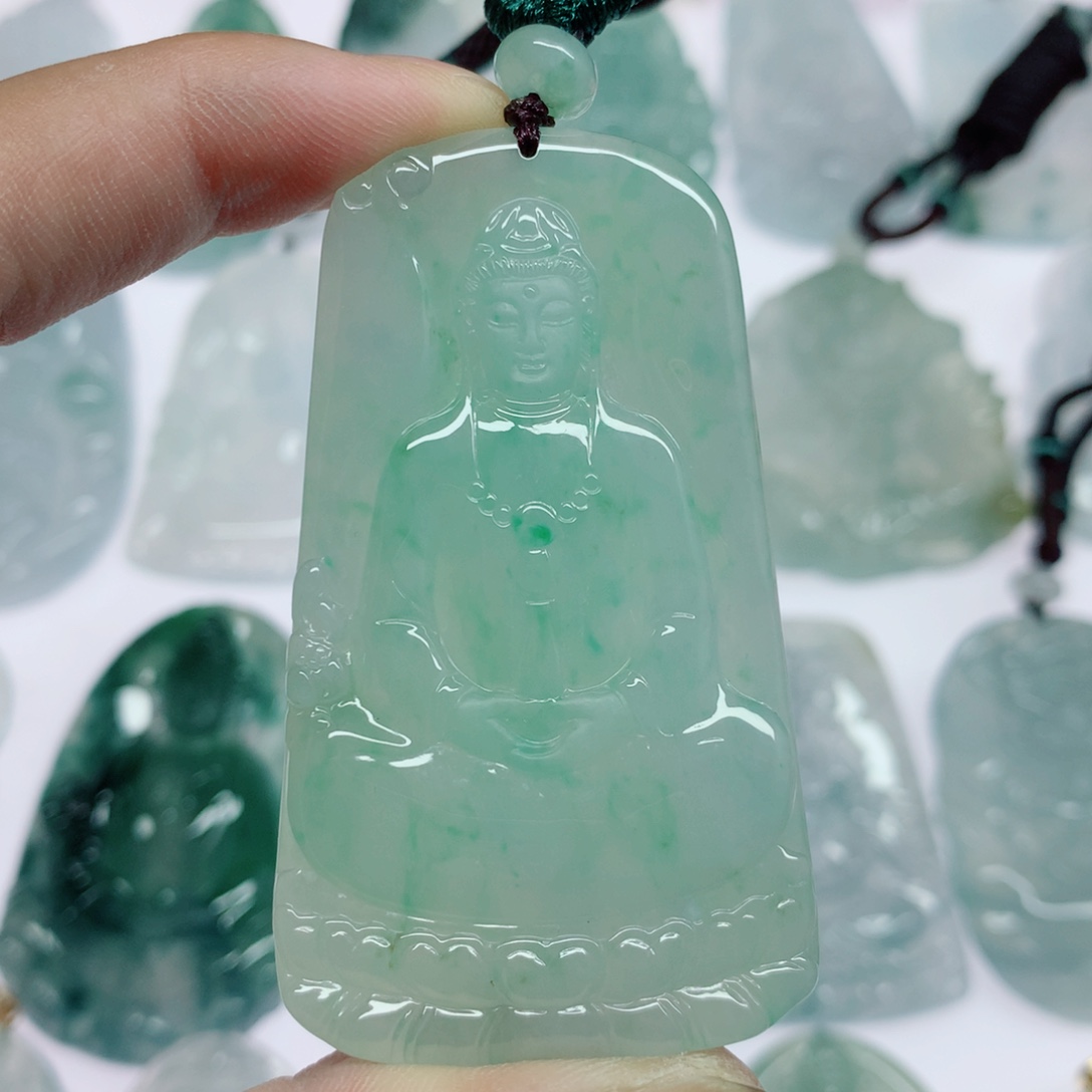 小***哥翡翠未镶嵌挂件素衣观音