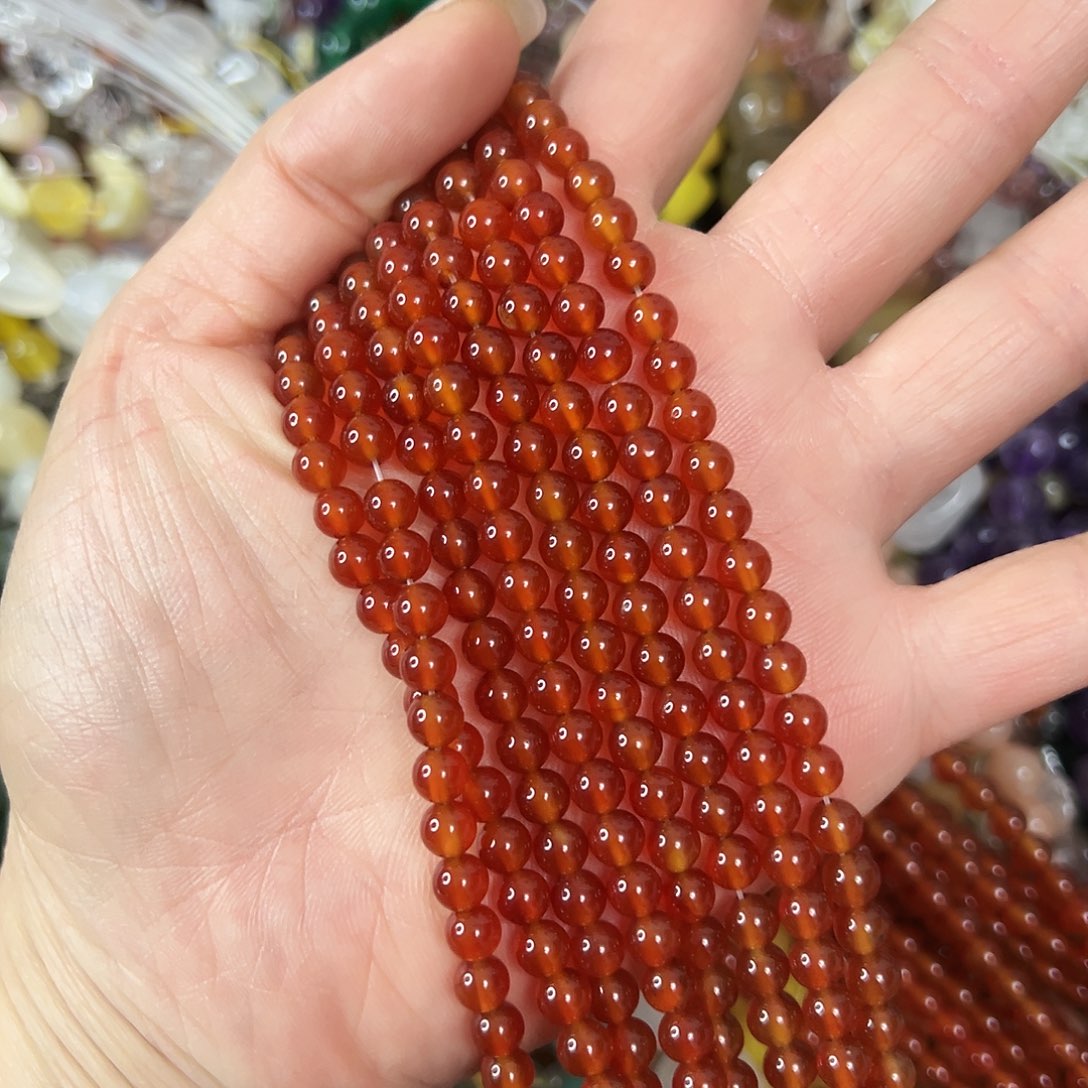 玛瑙/玉髓未镶嵌珠宝半成品，卡5柿子红玛瑙2条