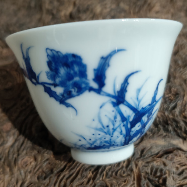青花故事丨翠鸟主人杯 高4.8cm 口径6.3cm 容量40ml-CJ