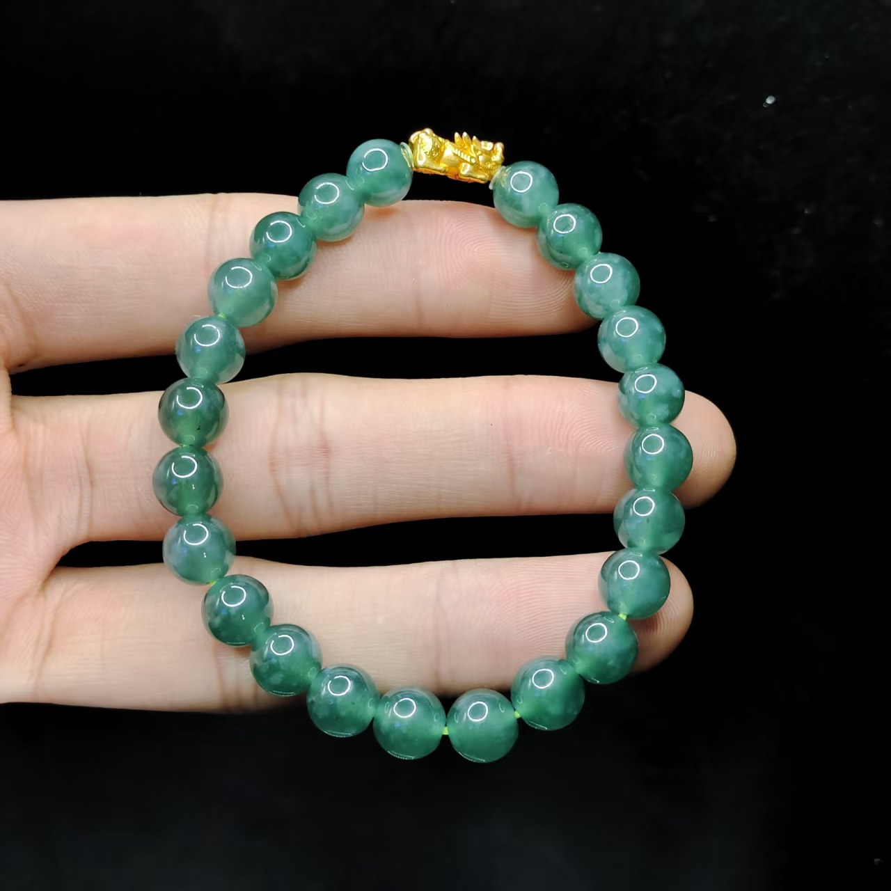 【老三珠宝】18k金翡翠DIY单圈手串CP10【多样性发其一】约7mm+