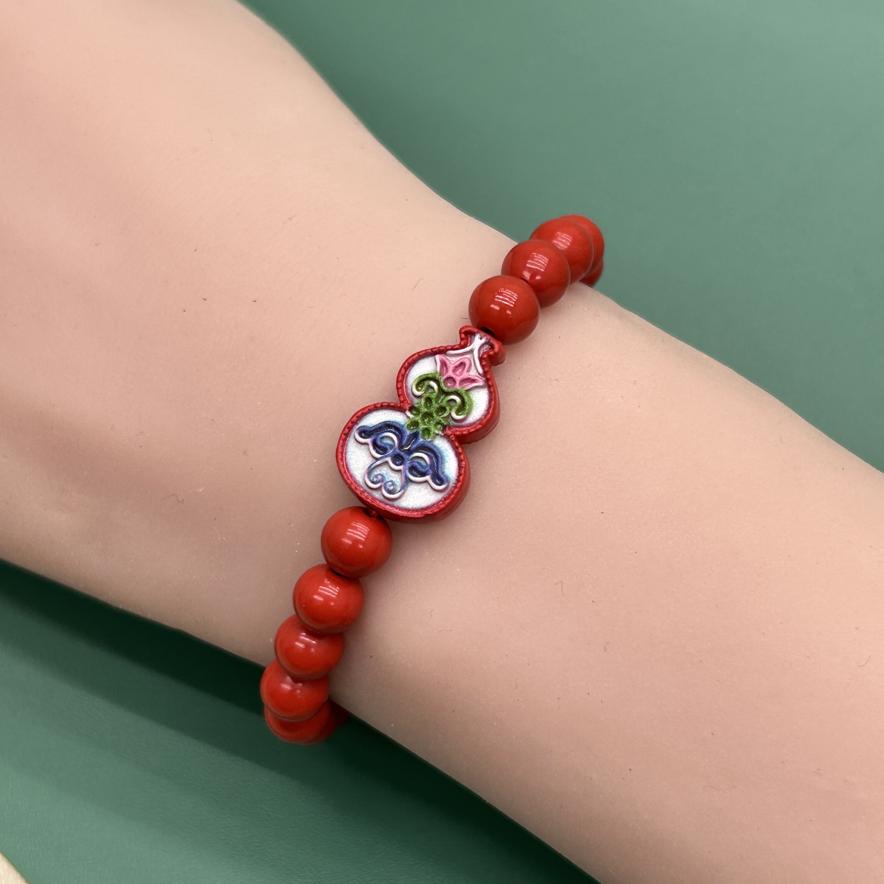 含辰砂工艺品6mm彩绘葫芦朱砂手串红砂辰砂