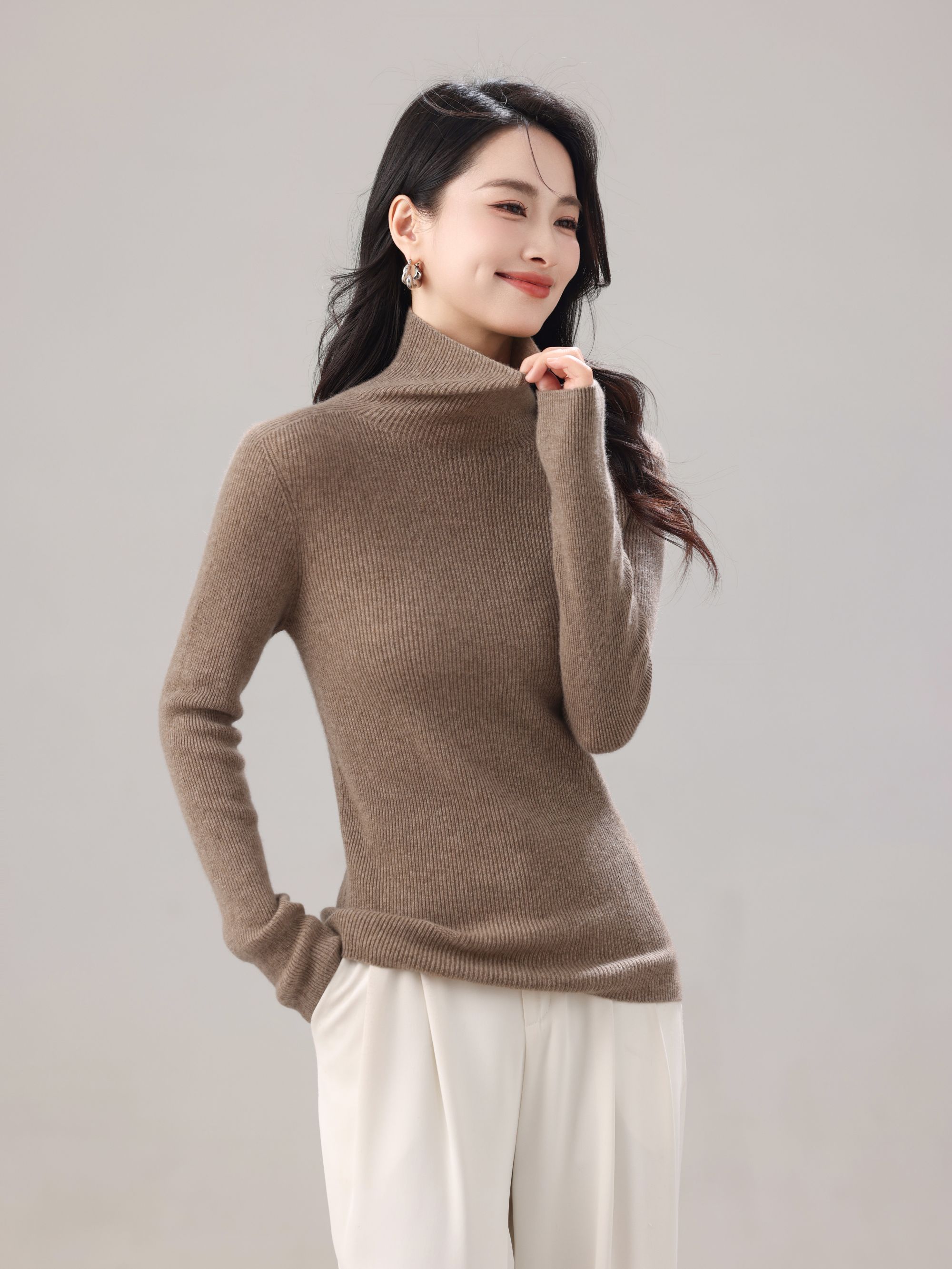 【100％山羊绒】修身型常规款厚款软糯修身羊绒衫打底衫羊绒衫83010