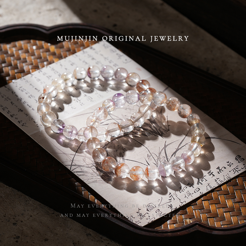 【木槿槿 槿选】天然水晶芬达极光女生手链百搭手串多样性发其一