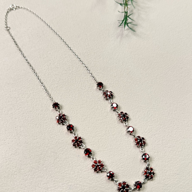 【六六中古】孤品复古石榴石s925项链ty1179链长39-42