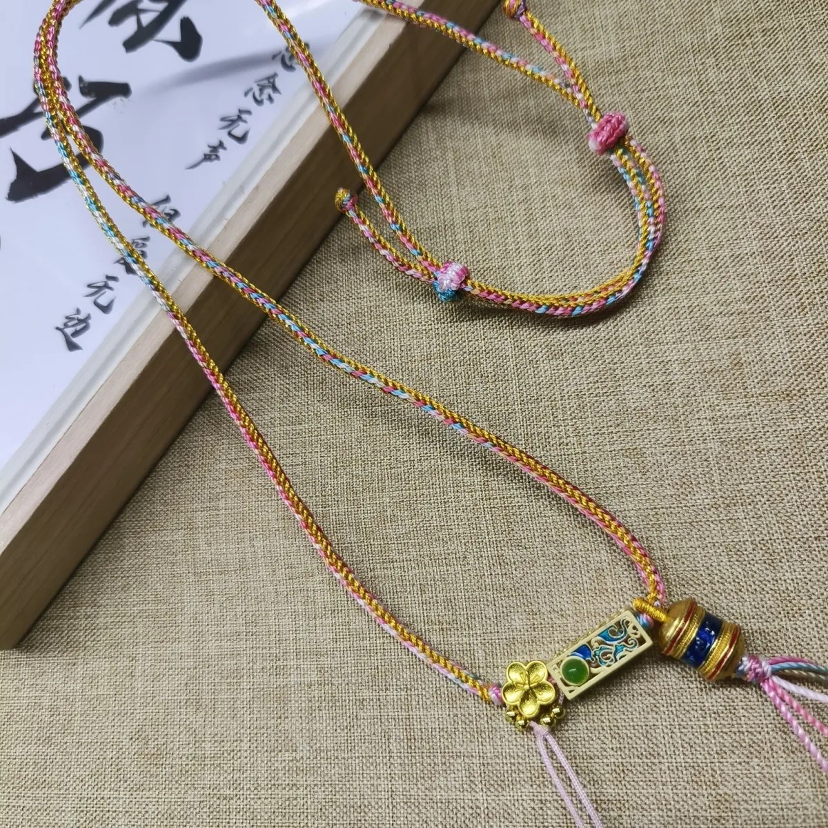 纯手工设计款编织复古吊坠绳项链绳绳子吊坠精品桃之夭夭八股