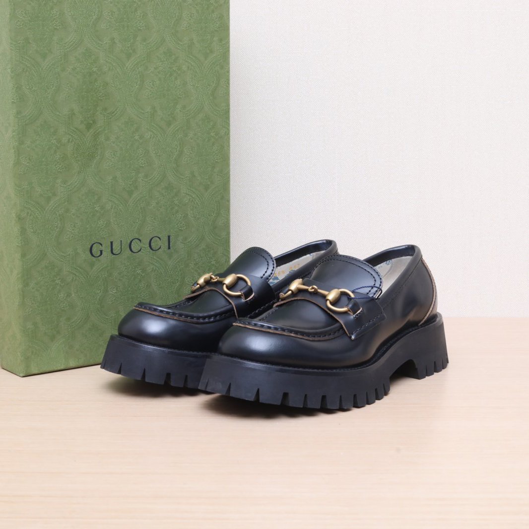 99新 GUCCI/古驰 蜜蜂 黑色 皮革C 35.5码 P244896739