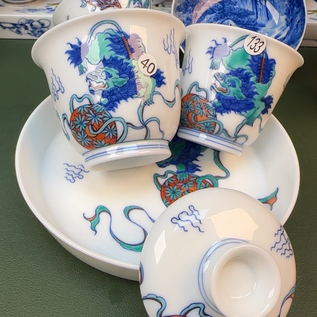 彦祖纯手工手绘茶具狮子三件套