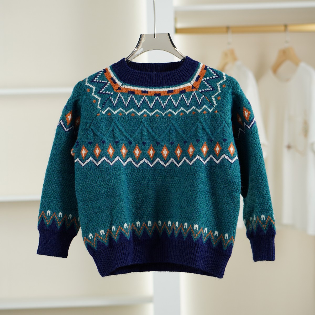 麦迪尚品 一路童行【植】3112944韩版印花毛衣秋冬童装专柜撤柜