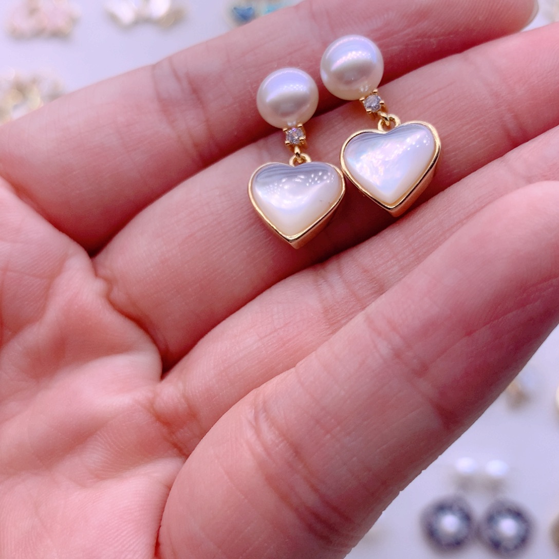 合金淡水珍珠耳饰