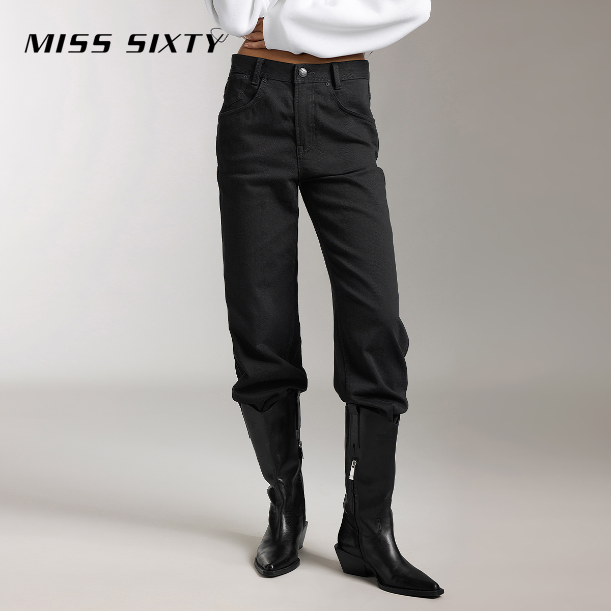 Miss Sixty牛仔裤中腰直筒长裤美式复古宽松百搭休闲