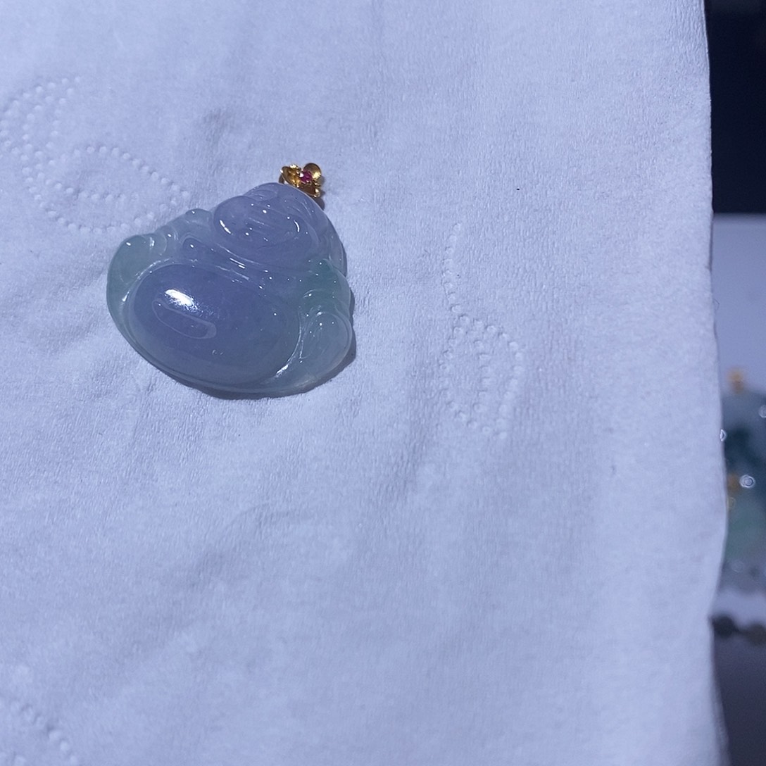 翡翠吊坠(不含链)18K金镶嵌