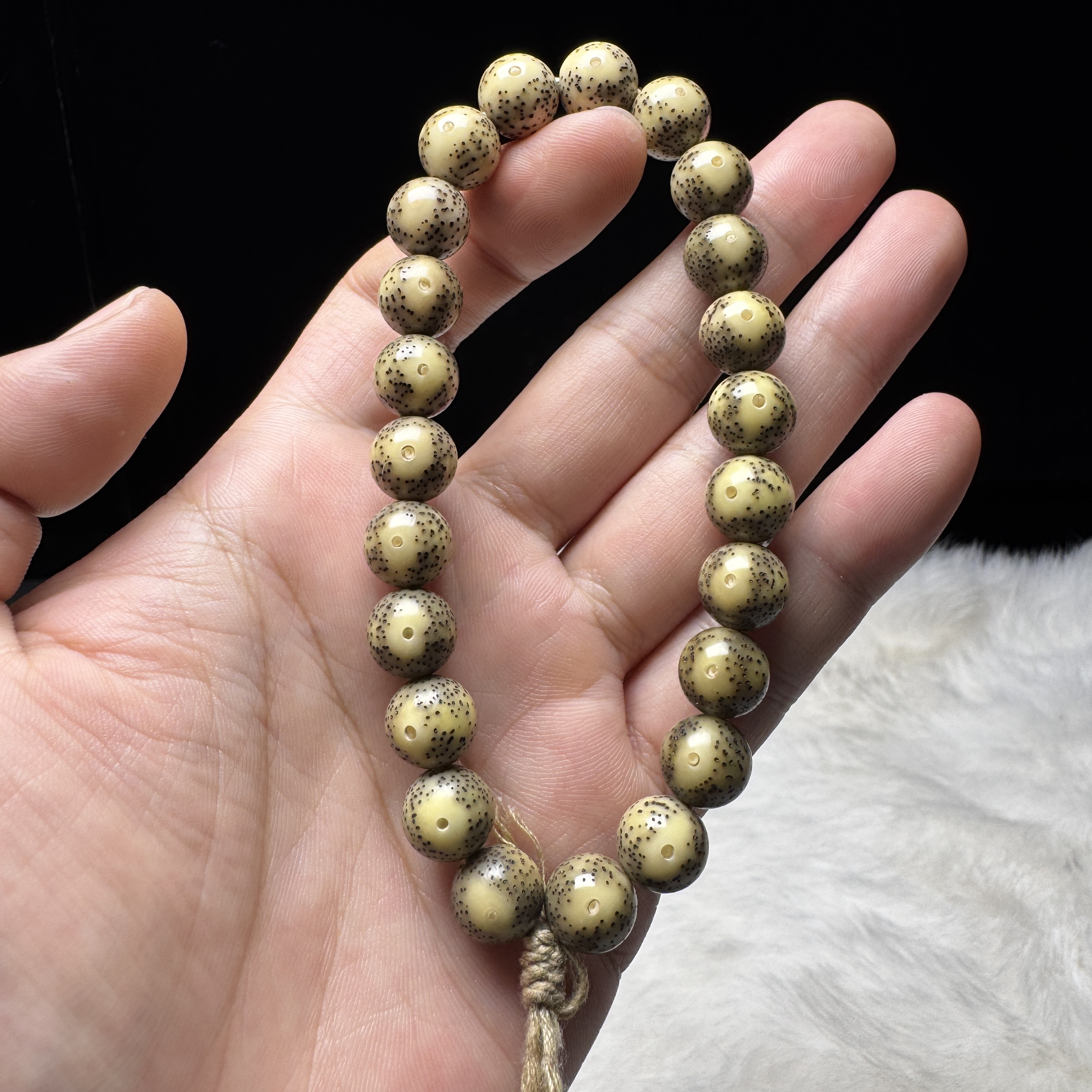 星月菩提石玉糯冰10圆月留白手持单圈一物一图