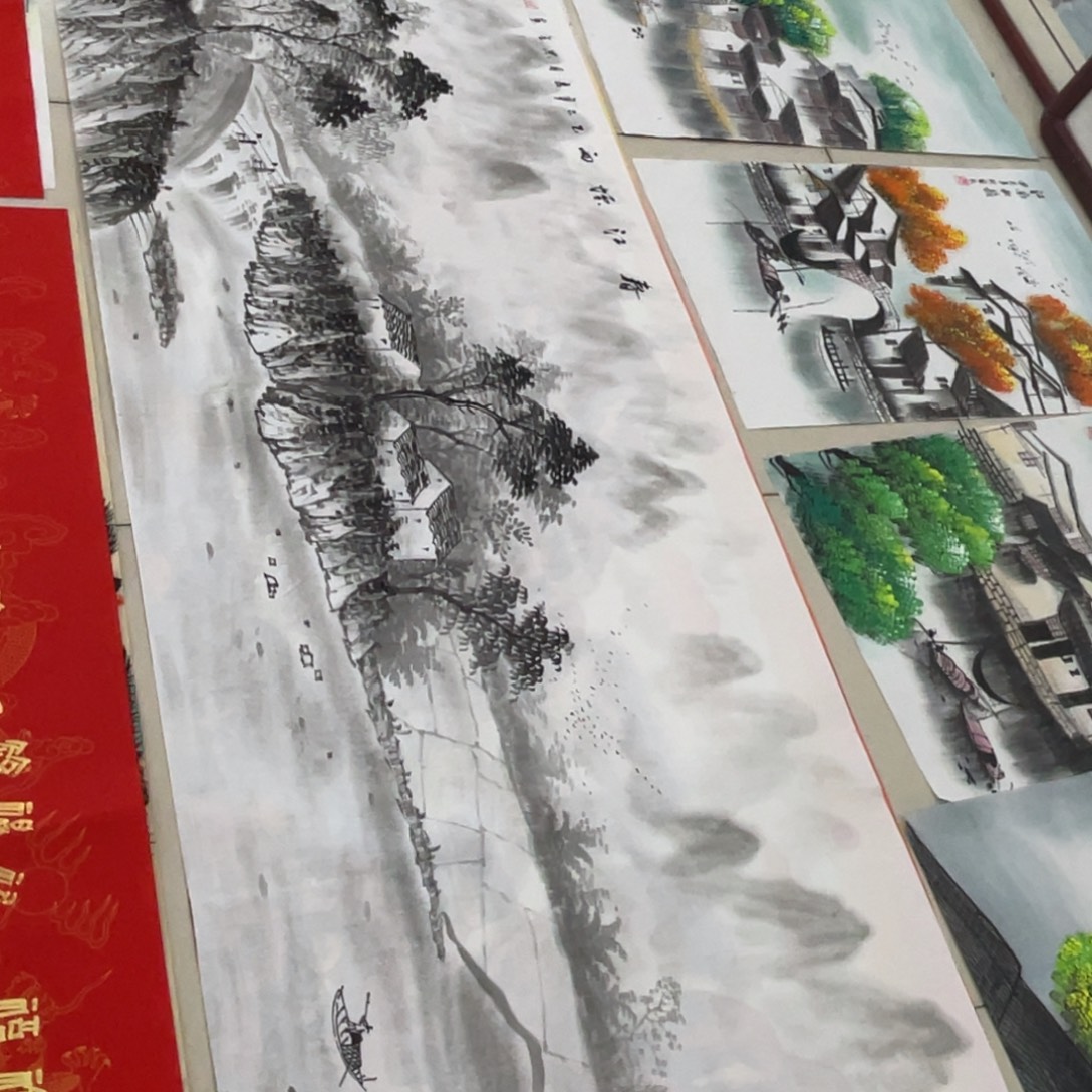 国画纯手绘的山水花鸟