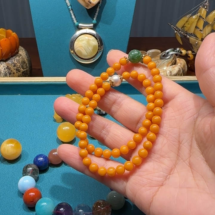 琥珀未镶嵌手链波兰设计款琥珀蜜蜡