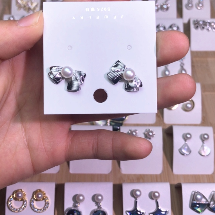 淡水珍珠耳饰银S925镶嵌