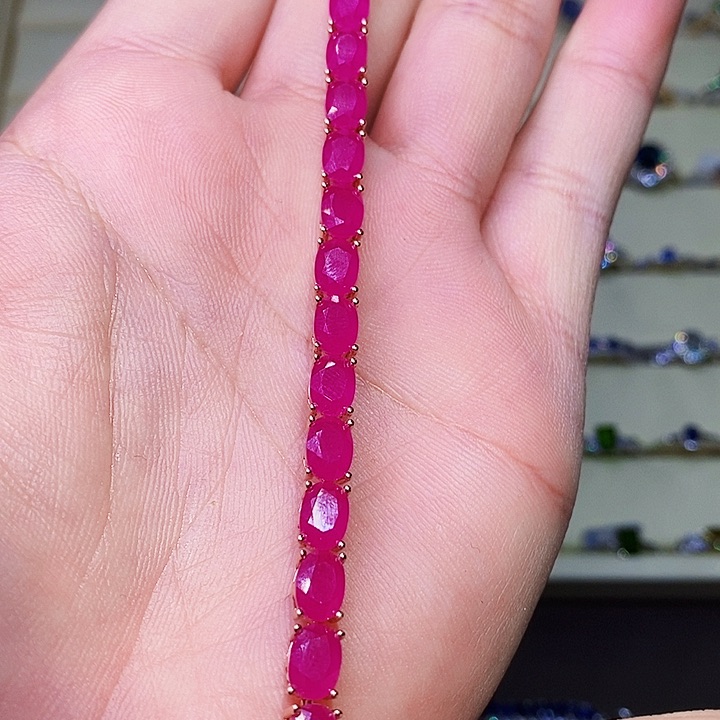 手链银S925镶嵌红宝石