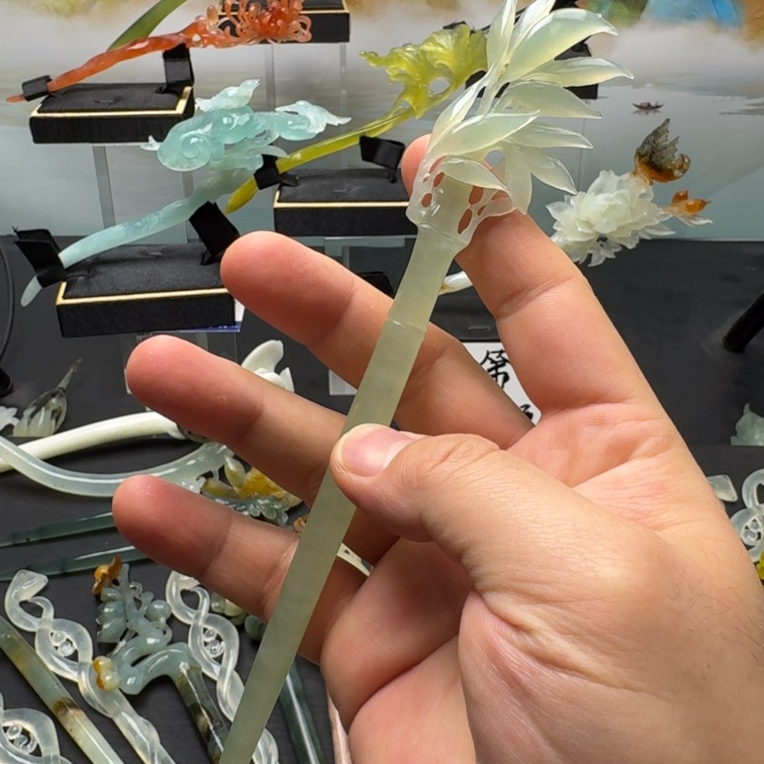 岫玉发饰未镶嵌明君玉簪就是好看