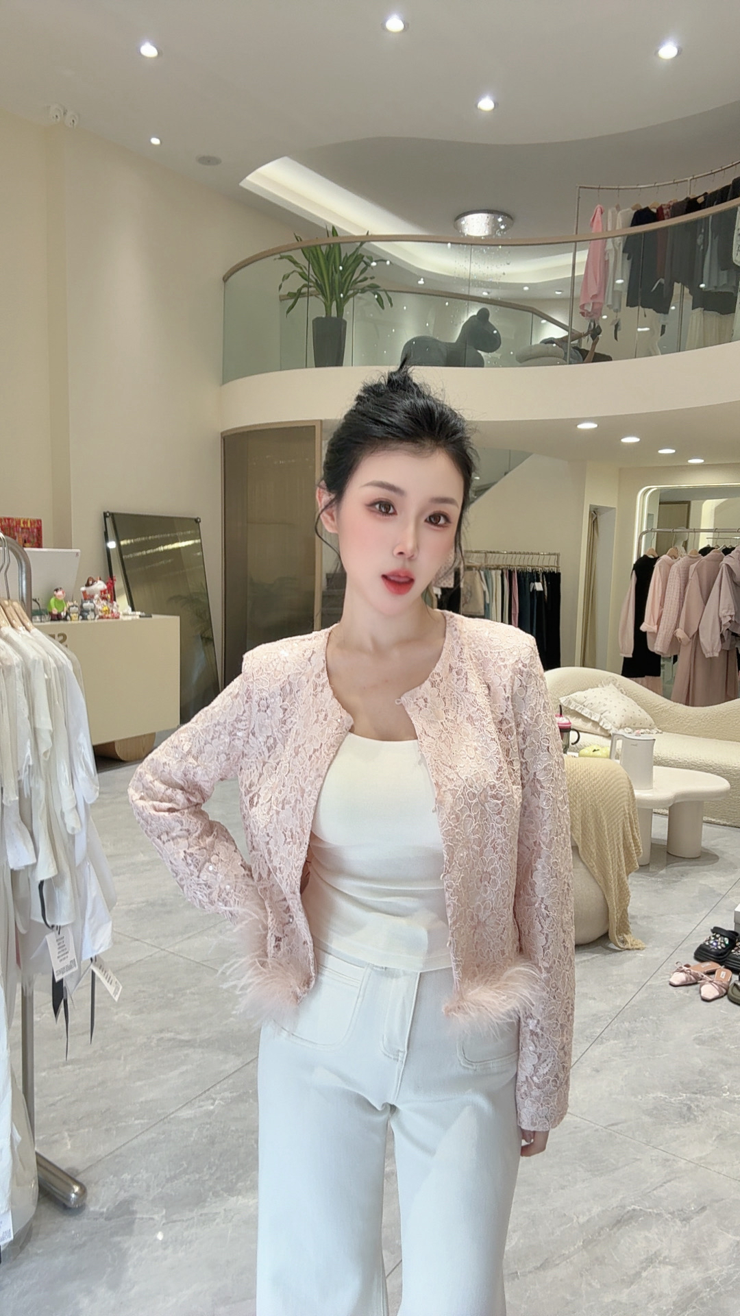 见外包装单排扣女螺纹下摆短外套女装夏季蕾丝防晒衣