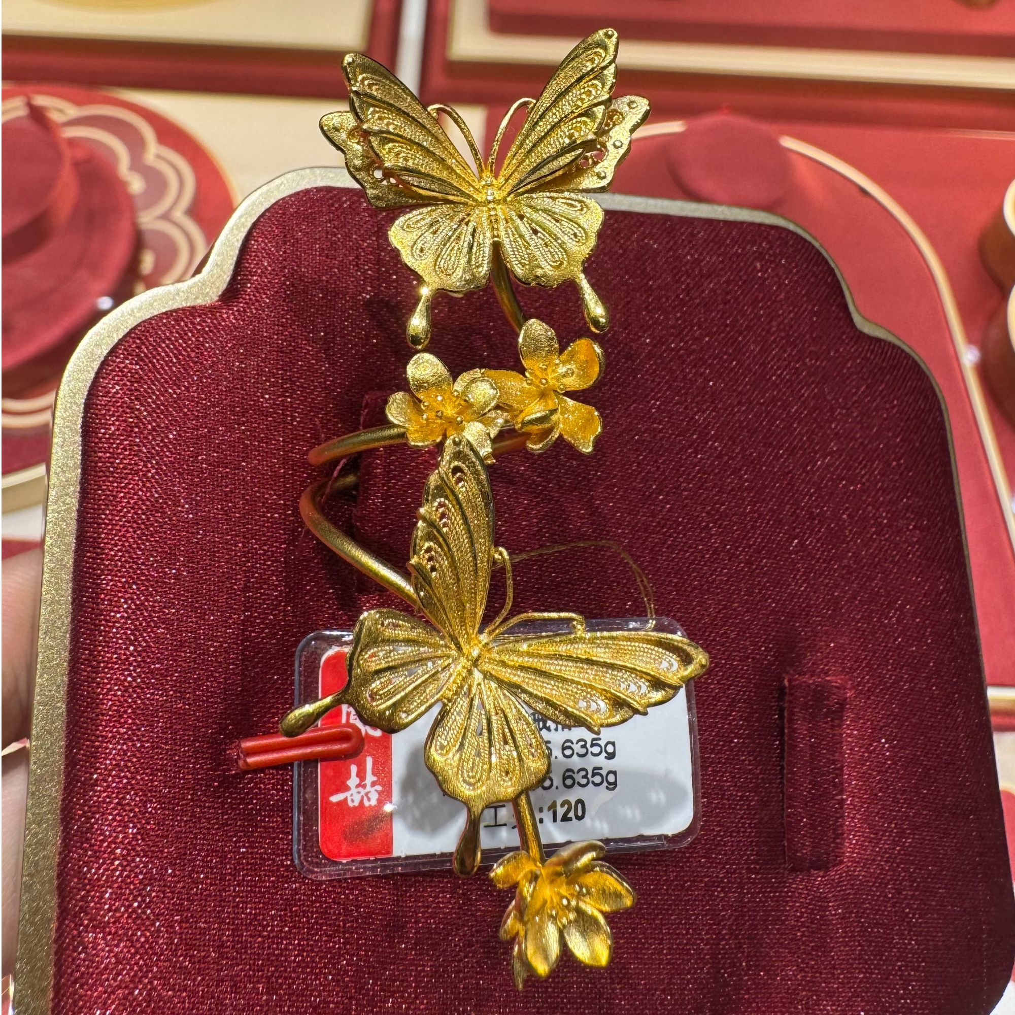 蝴蝶绕指柔戒指凤喆70086足金999