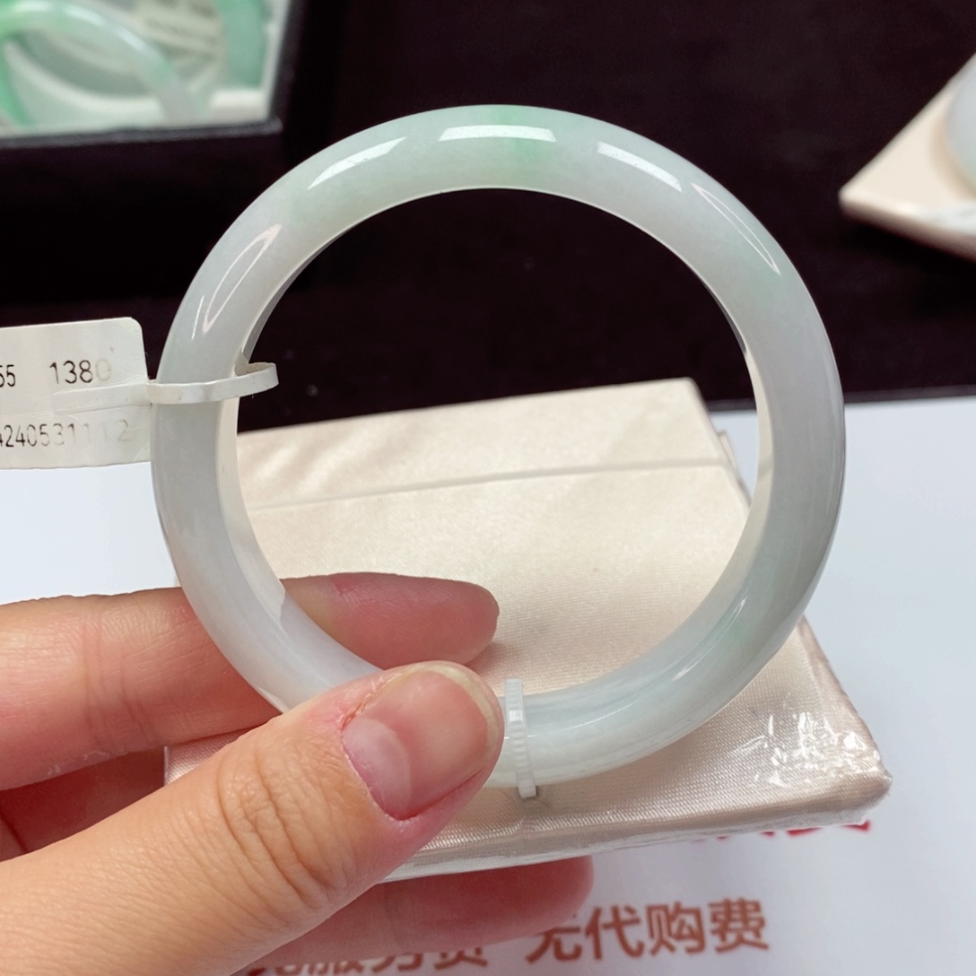 翡翠手镯未镶嵌纯天然缅甸A货翡翠55.3