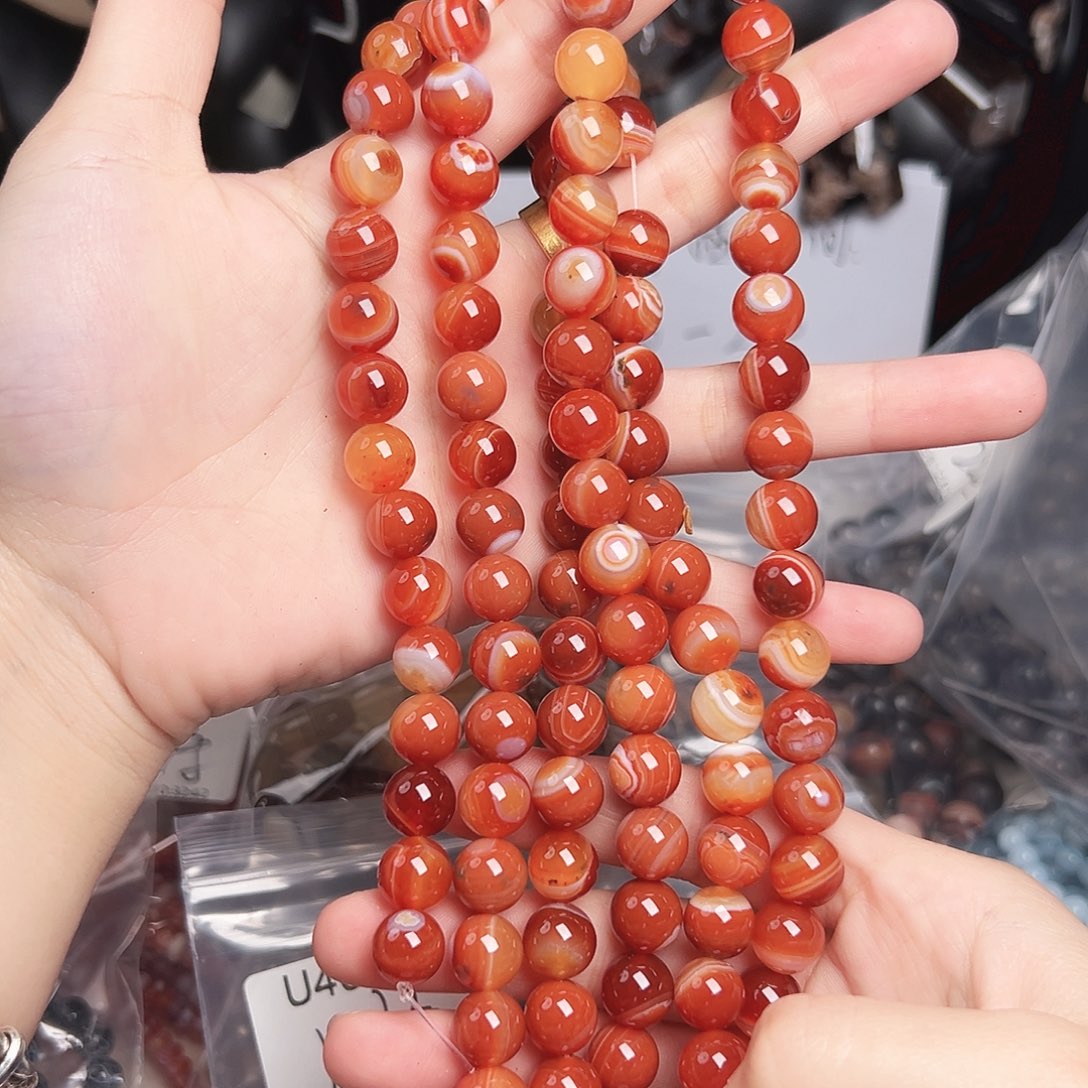 玛瑙/玉髓合金珠宝半成品u469 10m 蚕丝玛瑙一条