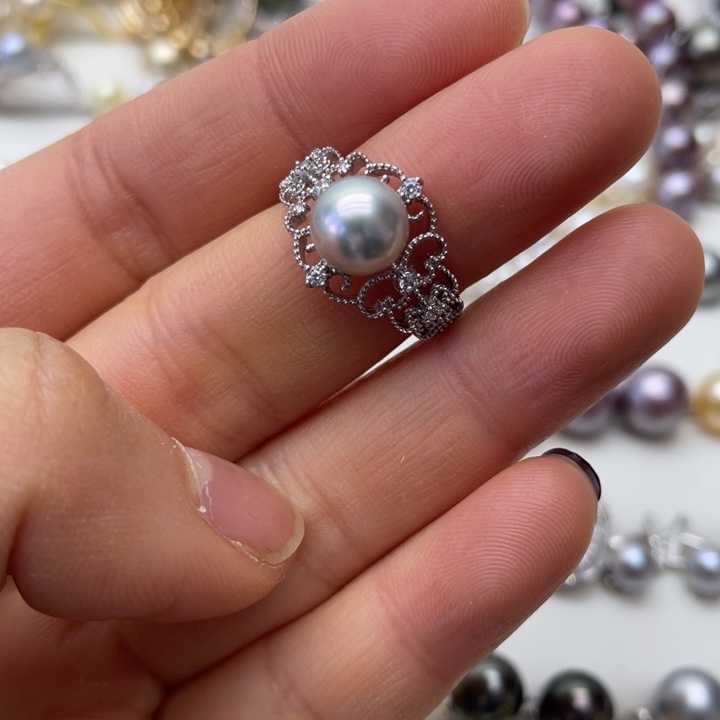 海水珍珠戒指银S925镶嵌