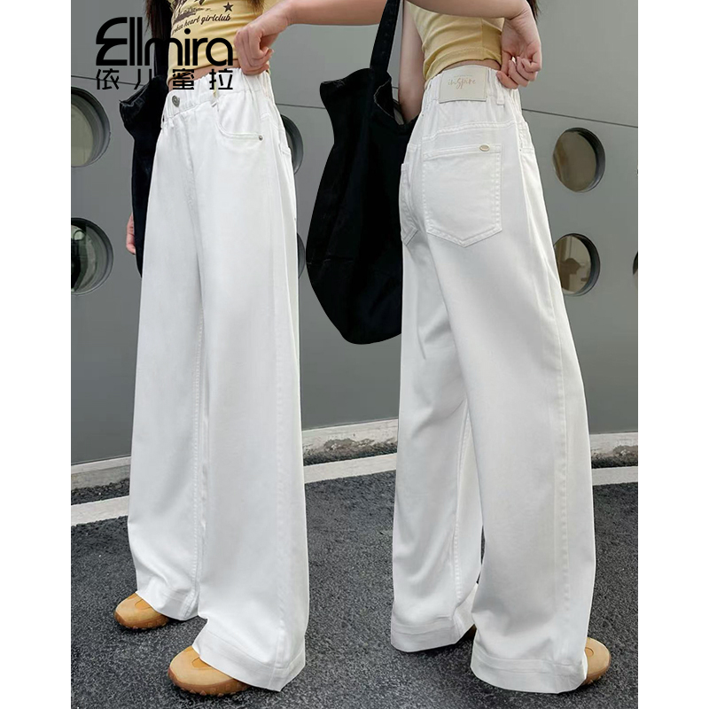 9181女童白色牛仔裤薄款夏装儿童阔腿裤宽松直筒洋气大童裤子潮流