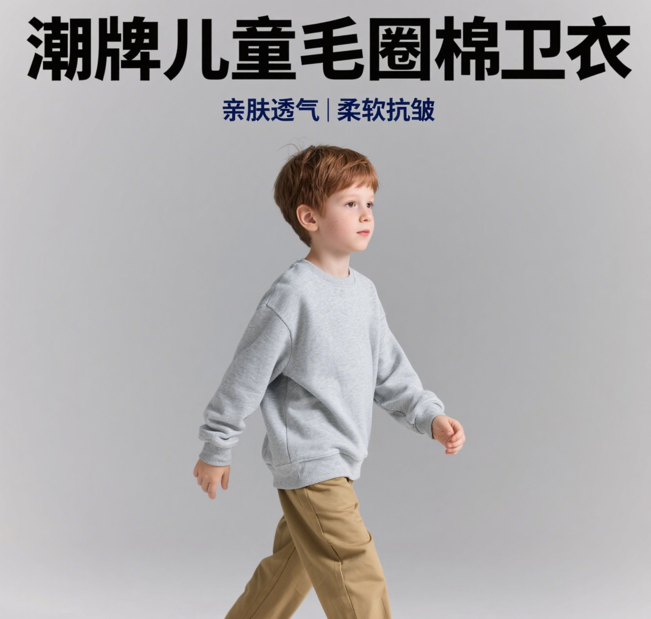 男女童秋季潮牌毛圈棉圆领印花卫衣