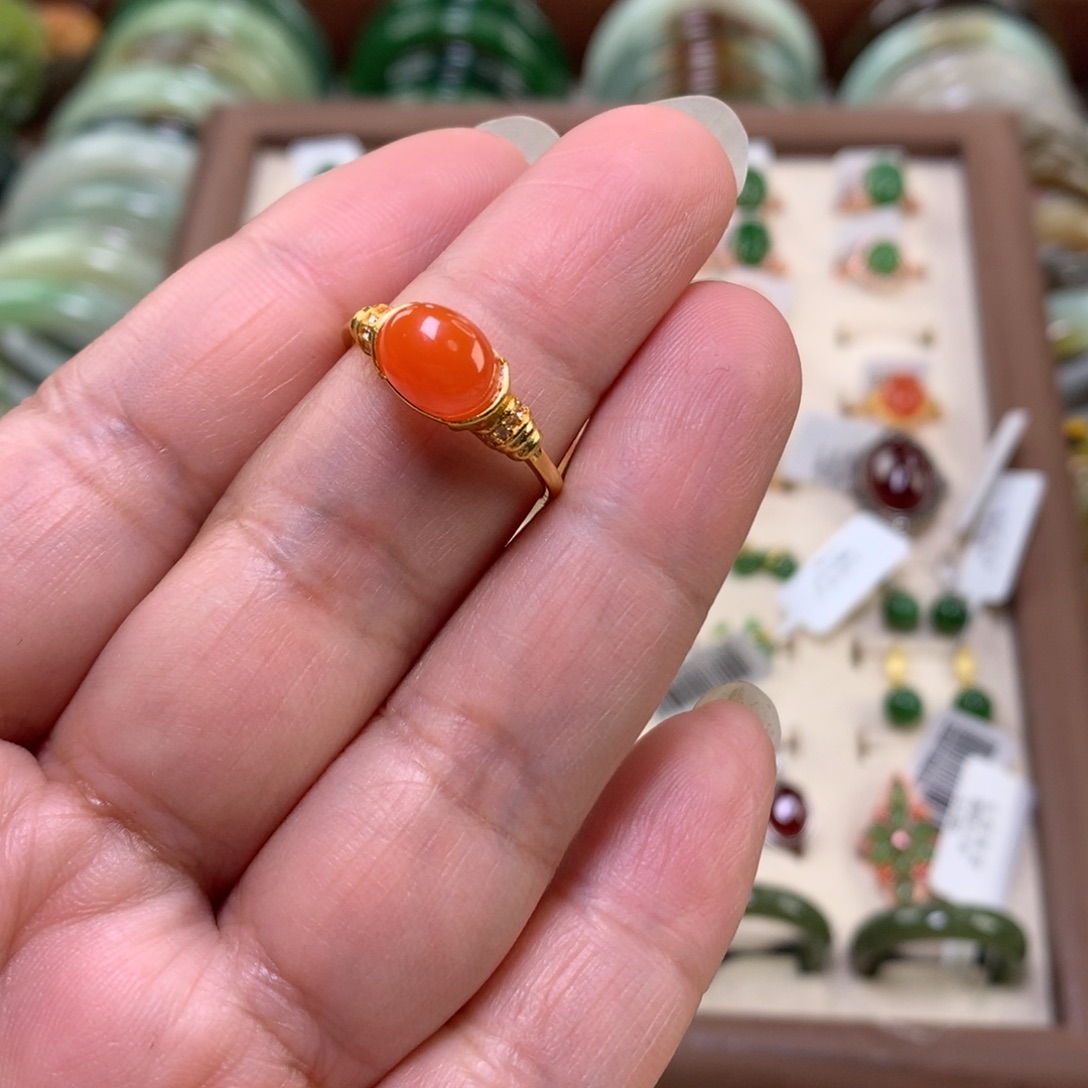 南红玛瑙银S925镶嵌戒指