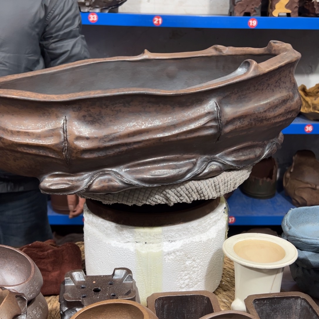 百***生花盆紫砂全手工制作工艺精湛