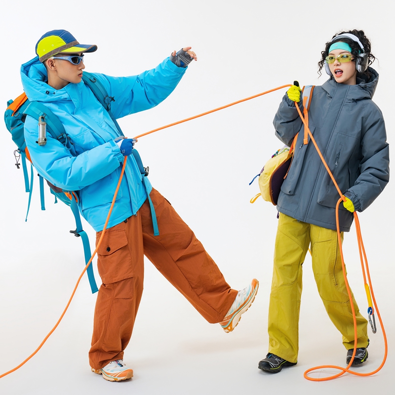 【90绒+仿生兔毛】夺威冬季户外防水防风冲锋羽绒登山棉服外套168