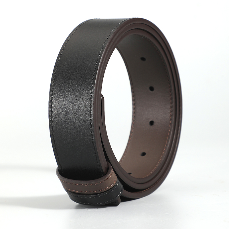 3.4宽替换皮带男不带头手掌荔枝真皮十字纹纯带身真牛皮无扣腰带