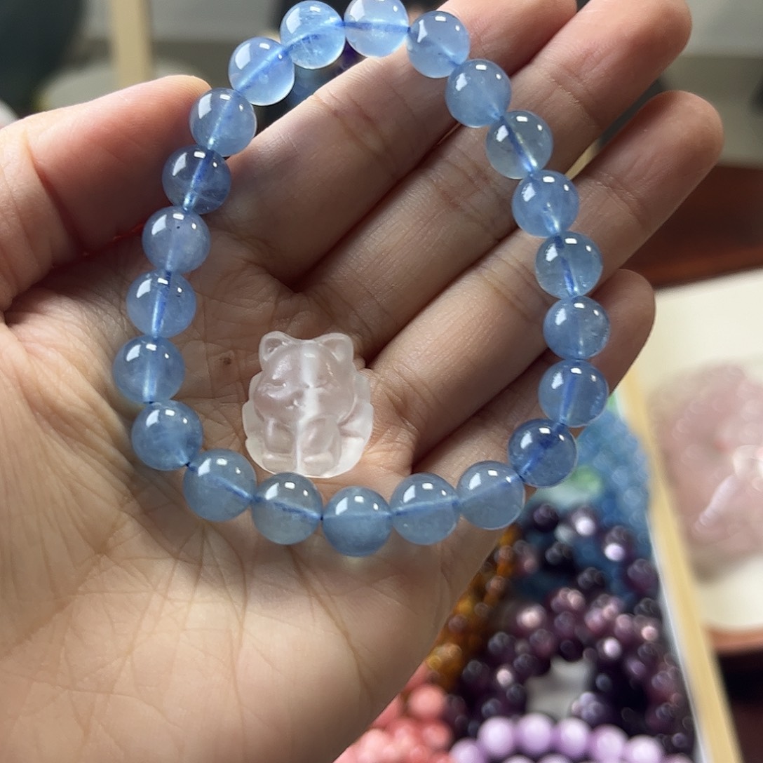 水晶手链未镶嵌微***^8mm海蓝宝 拍两单一条