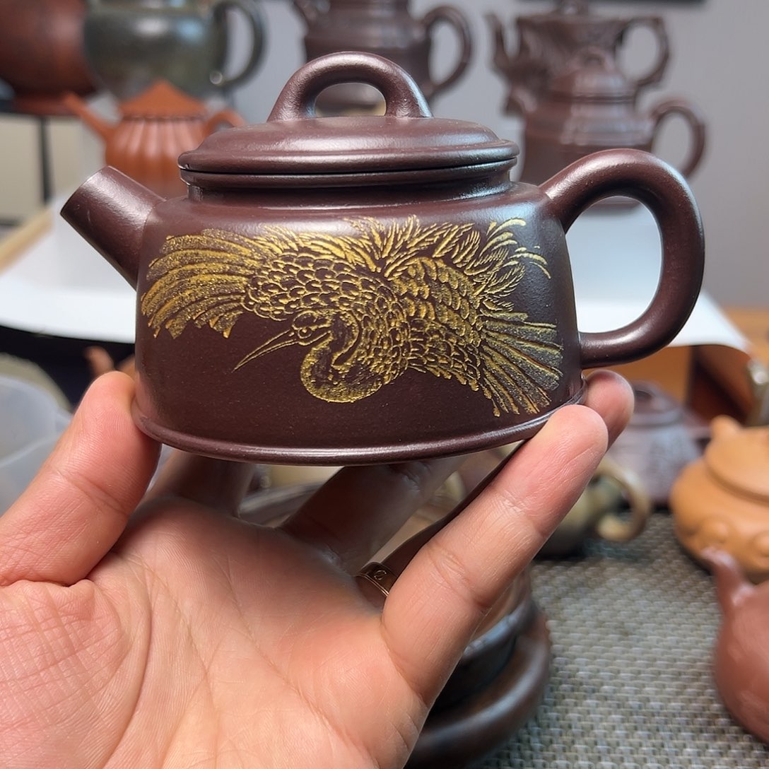 紫砂茶壶炮嘴壶，紫泥