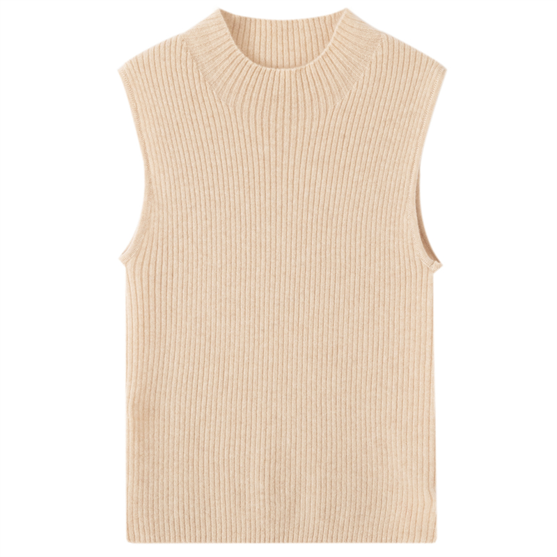 【BABY小山羊绒】软糯纯色无袖半高领修身背心内搭保暖打底叠穿上衣