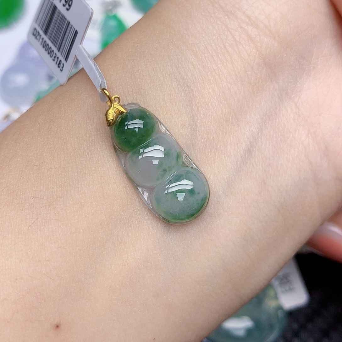 翡翠18K金镶嵌颈饰天然缅甸翡翠a货百元以上9元证书费自理