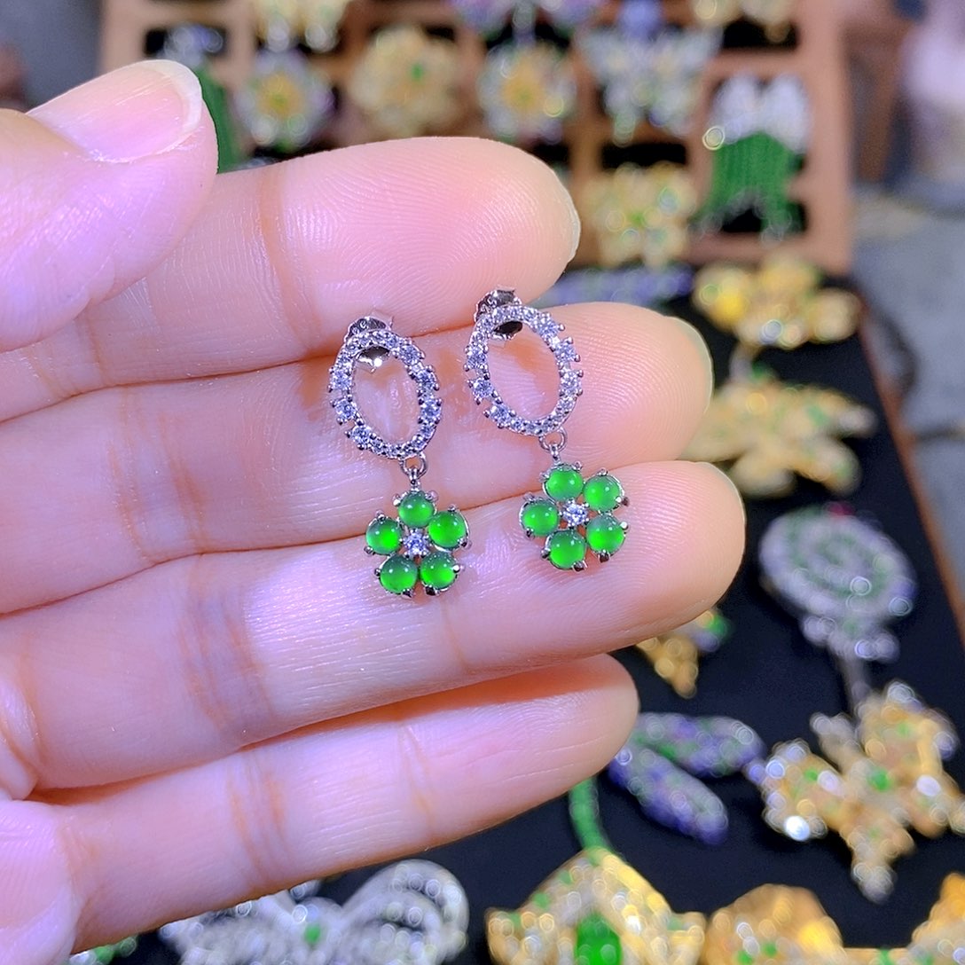 吊坠(不含链)银S925镶嵌翡翠