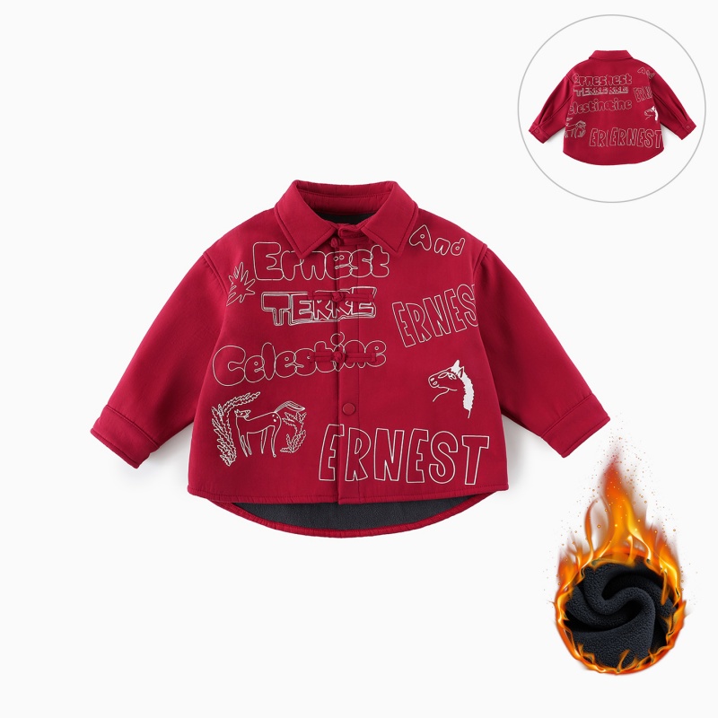 【薄绒】儿童纯棉衬衫冬季新款男童韩版卡通印花翻领外套AW130