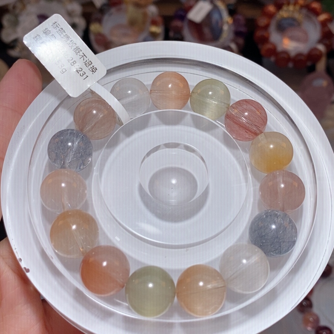 水晶手链未镶嵌F彩兔毛13.5