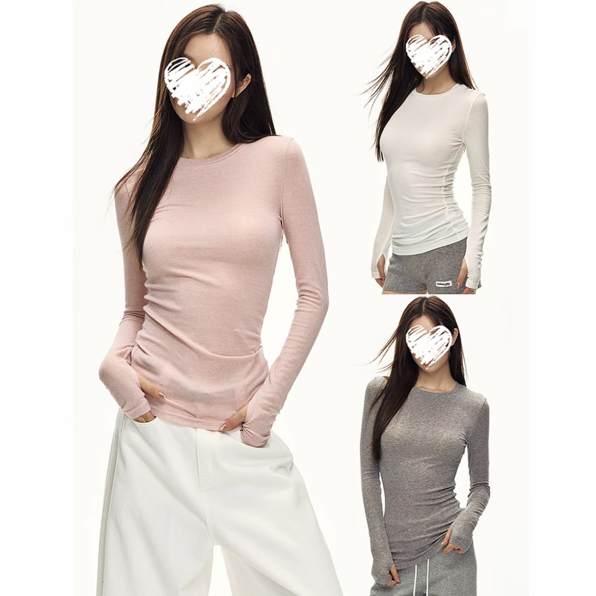 慕斯棉绒秋季新款修身显瘦打底衫纯色长袖T恤女 