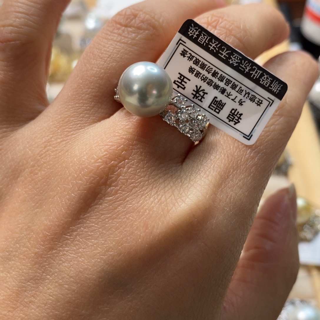 海水珍珠戒指银S925镶嵌
