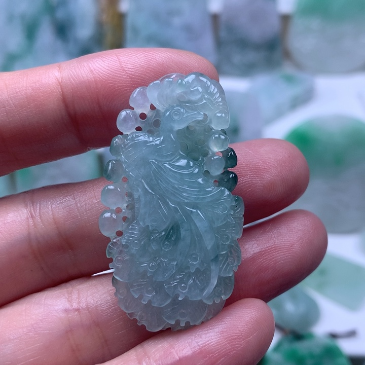 定制翡翠未镶嵌挂件凤凰挂件