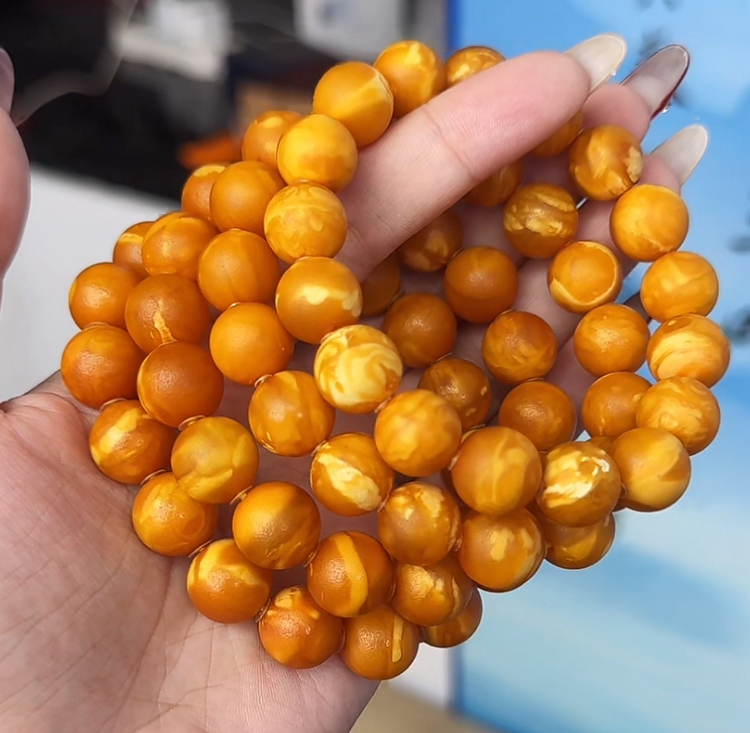 【齐福珠宝】12mm特级丹麦瓷底花料圆珠单圈（多样性发其一）