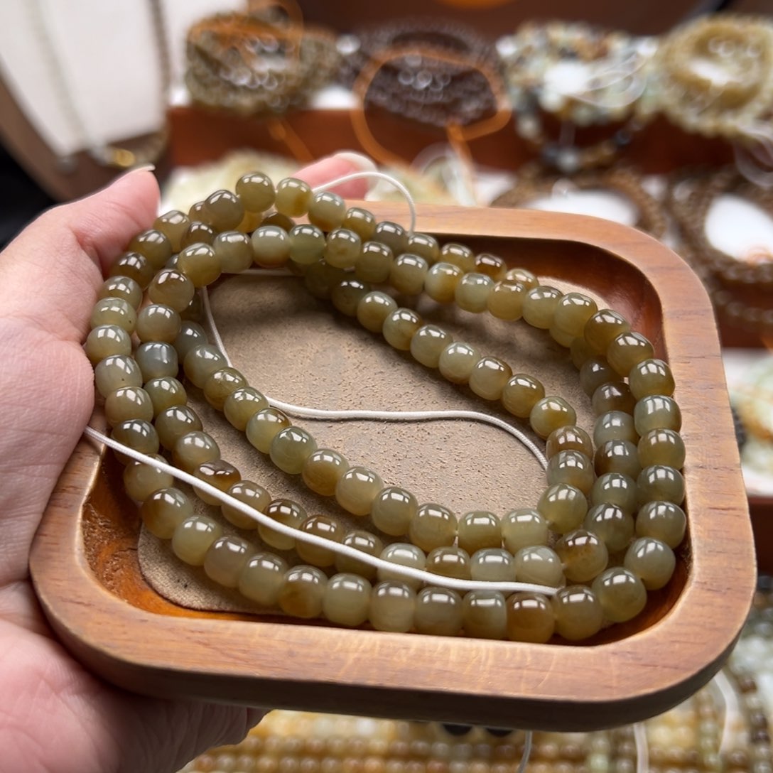 毛衣链未镶嵌和田玉流*珠串6*7m m