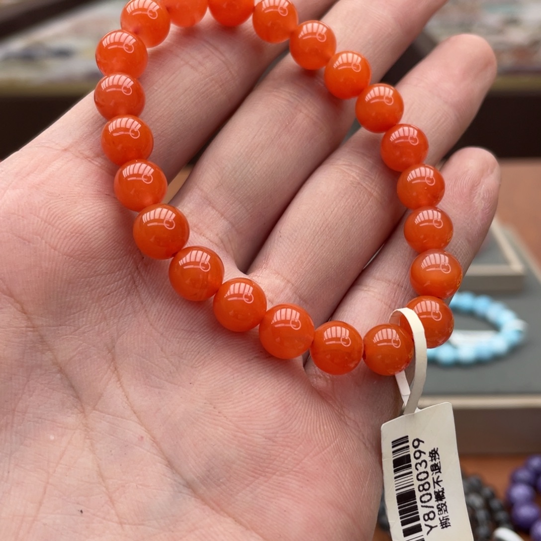 十***月水晶手链未镶嵌南红柿子红